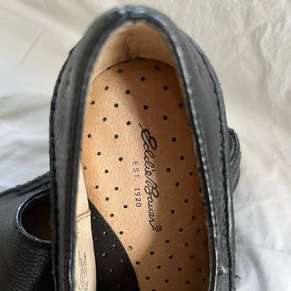 Black Leather Eddie Bauer Chunky Loafers. Women’s S 7.5M. - Picture 3 of 5